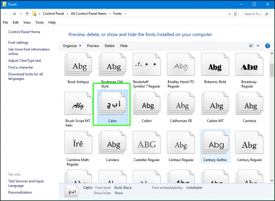 how to install downloaded fonts on windows 10